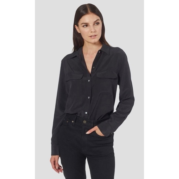 Equipment Tops - Equipment Femme Slim Signature Silk Shirt Black Button Down Small